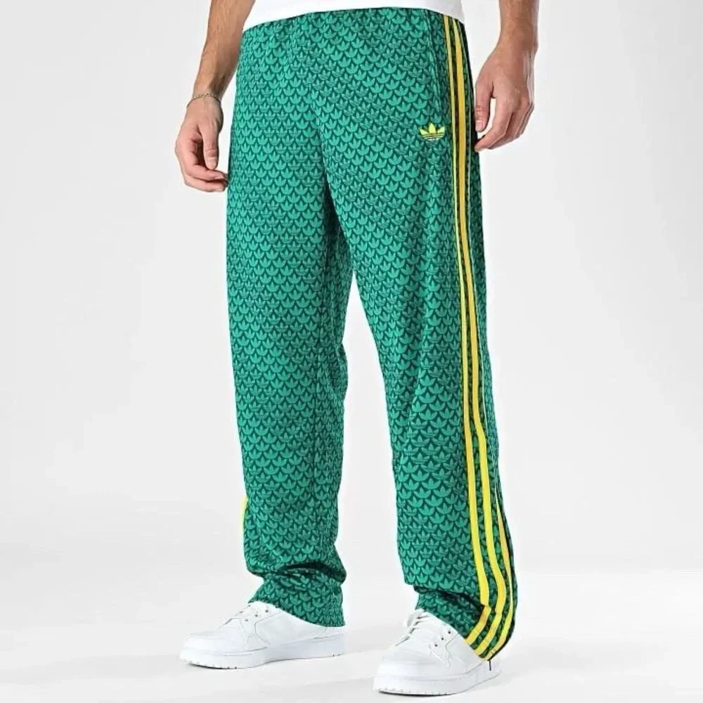 Adidas Originals FIREBIRD LOOSE Green MONOGRAM TRACK PANTS Size Large  KD0396